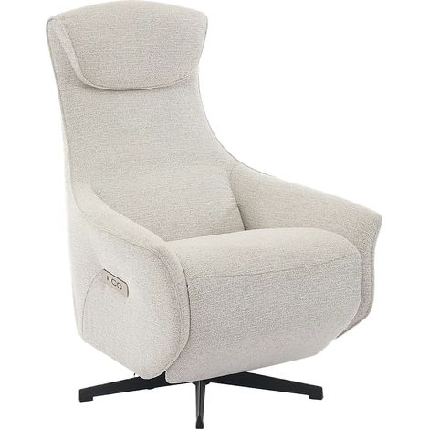 Fauteuil relax électrique en tissu texturé beige TASEMO (1/5)