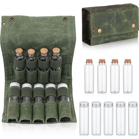Set mit 10 Gewürzdosen inklusive tragbarem Gewürzbeutel, Mini-Gewürzgläsern, Gewürzspender mit Aufbewahrungsbeutel, perfekte Gewürzbehälter für Camping, (1/5)