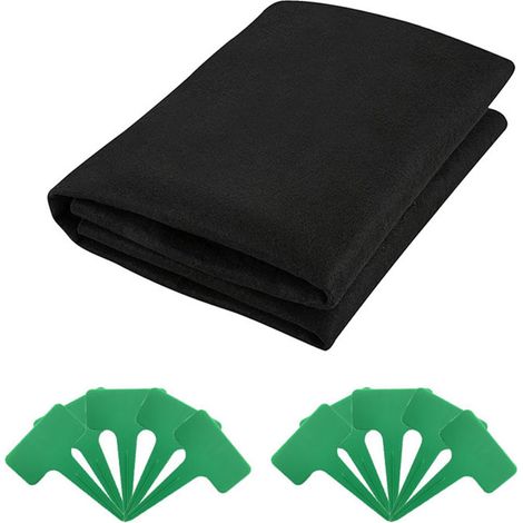 Tapis d'irrigation automatique pour plantes Hydroponie 120x100cm noir 3mm fibre chimique lavable réutilisable avec 10 étiquettes (1/5)