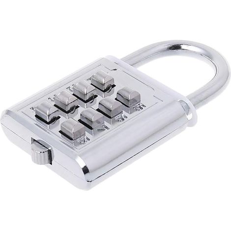 Numéro de Combinaison de Bouton-Poussoir en Argent à 4 Chiffres Cadenas à Bagages Code de Voyage (1/5)
