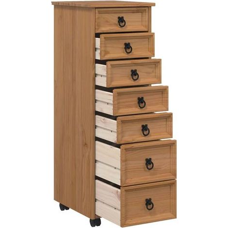 Meuble de Rangement Mobile avec Tiroirs, Couleur Miel, Design Compact et Pratique pour Salon ou Chambre (1/5)
