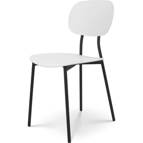 Sedia bianca in stile moderno con gambe in metallo nero - modello LEA