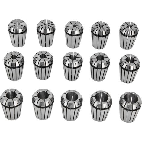 Lot de 15 mandrins ressorts ER25 en acier carbone précis pour fraiseuse CNC gravure 2-16mm (1/5)