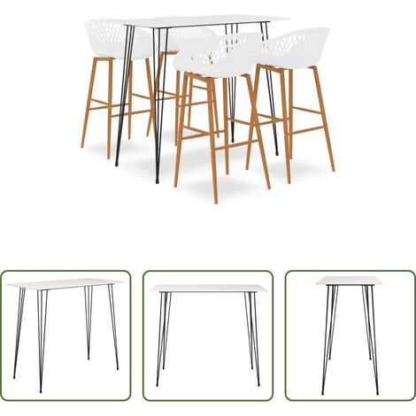 Tabouret de bar - Ensemble de bar 5 pcs Blanc (1/5)