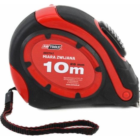 Cinta métrica magnética Awtools, 10m x 25mm, medición precisa, con imán para fijación en superficies metálicas, duradera y robusta, ideal para proyectos grandes (1/3)