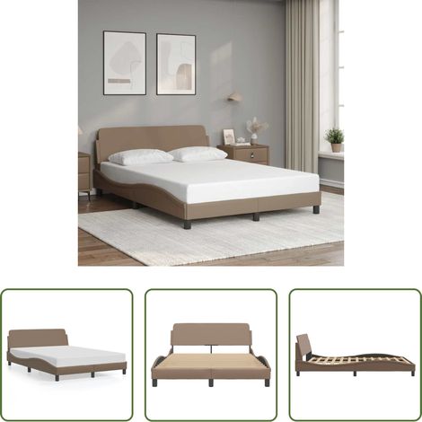 Kunstlederbett - Bettgestell "Dover" Cappuccino-Braun 120x200 cm Kunstleder (1/5)