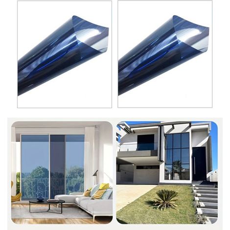 Set di 2 adesivi murali decorativi NICOLA per finestre, decorazione d'interni, protezione UV, blu scuro e argento, 50 cm x 6 m