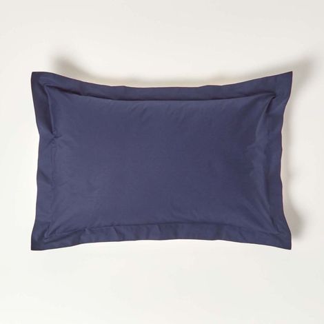 HOMESCAPES Navy Blue Egyptian Cotton Oxford Pillowcase 200 Thread Count, Standard Size - Navy Blue