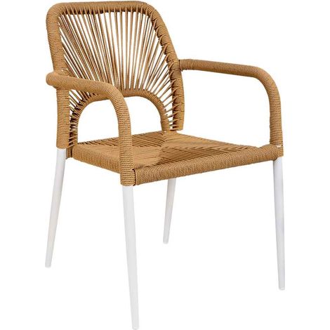 Silla de ratan sintético biege 57x63x80.5 (1/5)