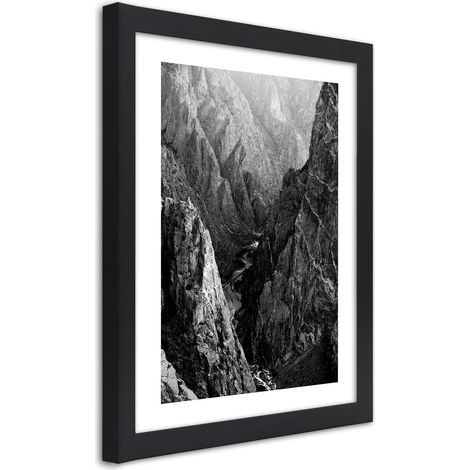 Quadro con cornice, Paesaggio montano in bianco e nero - 20x30 (1/5)