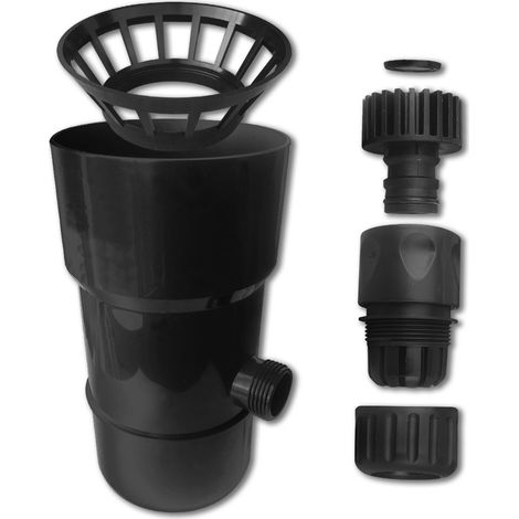 Récupérateur d'eau de pluie PVC pour gouttière 100 mm – Raccords ABS D. 25 mm – Couleur gris noir RAL 7021 – Installation rapide – D-Work (1/5)
