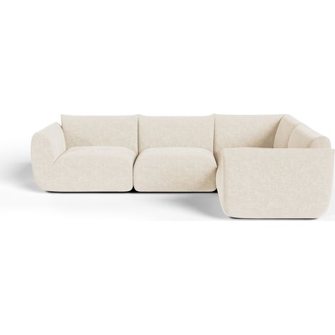 Canapé d'angle droit modulable 6 places en velours chenillé (1/5)