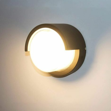 LED wall lights, trendy outdoor wall light with lampshade, plug-in indoor wall light, garden light, round waterproof LED wall light, metal lighting (black) - RWLED wall light (1/5)