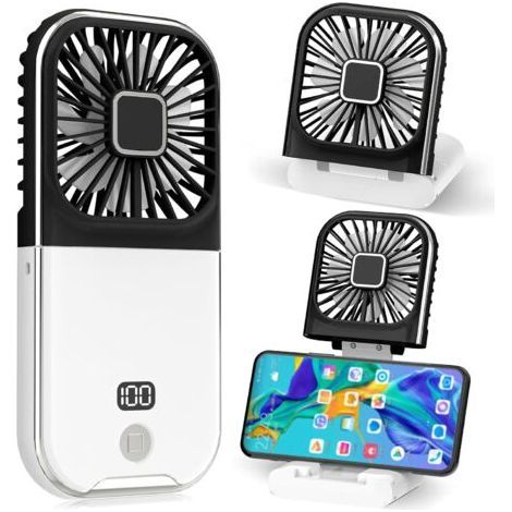 Muntra-Mini Ventilateur Portable Ventilateur à Main USB Rechargeable Petit Portatif Portable Ventilo Ventilateur de Poche Silencieux Fan Pour Bureau, Maison, Extérieur, Dormir (Noir) (1/5)