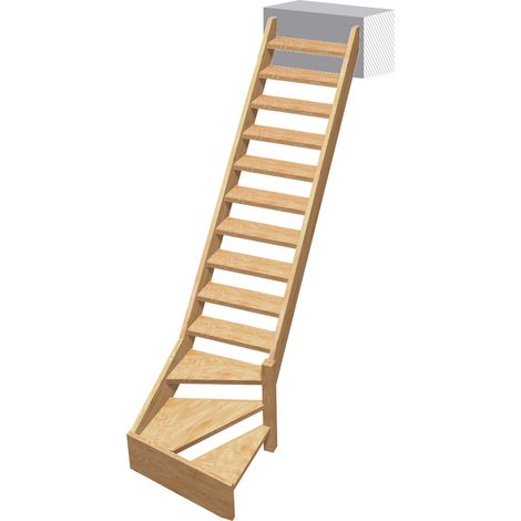 Escalier quart-tournant droit sapin, Normandie KORDO
