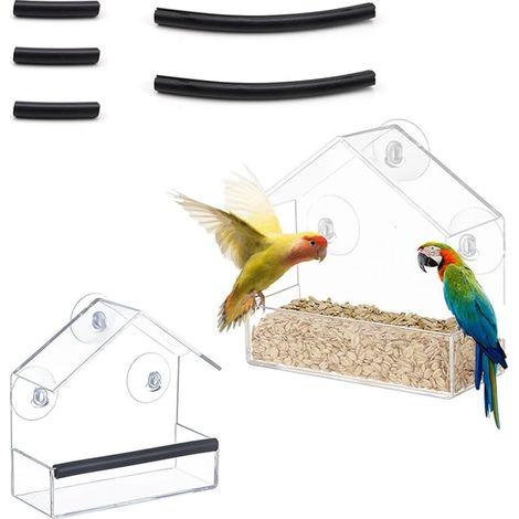 Mangeoire Oiseaux Fenetre Forme Cabane (1/3)