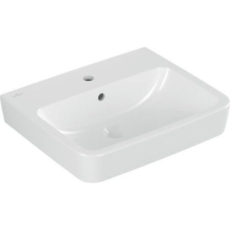 Villeroy & Boch O.novo - Lavabo da appoggio, 55x46 cm, con troppopieno, foro per miscelatore, CeramicPlus, bianco alpino 4A41MGR1 (1/4)