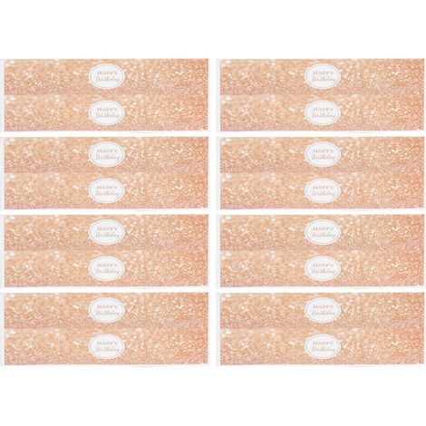 Autocollants et étiquettes pour bouteilles d'eau, inscription « Joyeux anniversaire » pailletée or rose, pour fête d'anniversaire (1/5)
