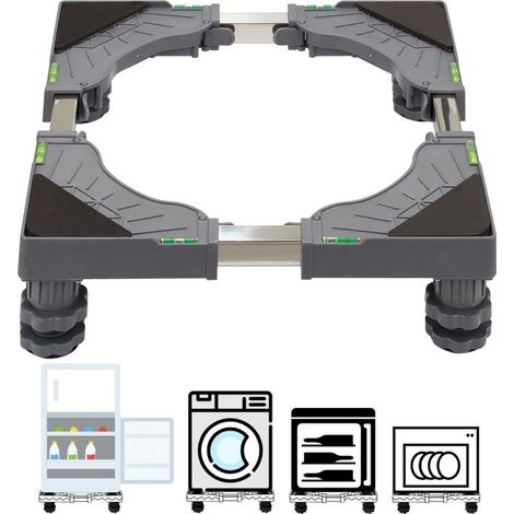 Support machine à laver 4 pieds rembourrés – Charge 180 kg – Largeur réglable 40-62 cm – Hauteur réglable 10-12,5 cm – PVC et acier inoxydable (1/5)