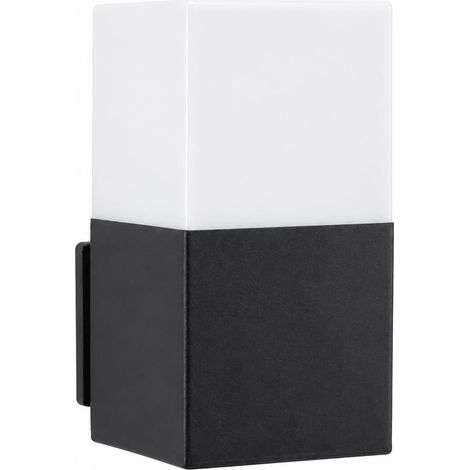 Applique d'extérieur forme carrée, culot E27, étanchéité IP54, finition noire, acier/PMMA, idéale pour jardins, terrasses ou façades (ampoule non incluse) (1/5)