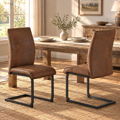 MEUBLIV Set di 2 sedie da pranzo marroni – schienale ergonomico, senza materasso (1/5)