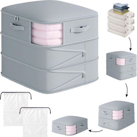 Organisateur Valise Grand Sac de Rangement – Sac de Déménagement – Ultra Compact Rangement Couette pour Maison, Voyage, Déménagement 54x42x60cm