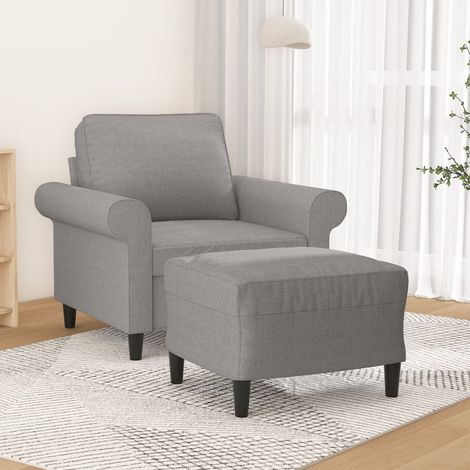 Sillón con taburete tela gris claro 60 cm vidaXL (1/5)