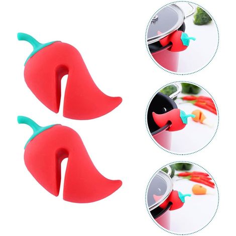 2pcs mignon en silicone anti-glissade à haute température Clip pour couvercle de cuisine (1/4)