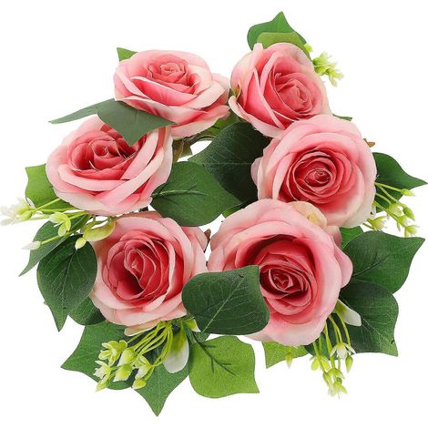 Couronne de bougie en rose de soie pour décoration de mariage, fleur artificielle (1/5)