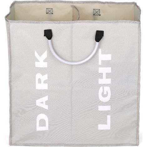 Sac à linge pliable à 2 compartiments, panier à linge en tissu Oxford, trieur de vêtements, sac de rangement multifonctionnel portable avec poignée en alliage (1/5)