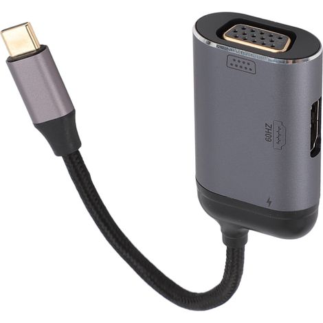 Adaptateur USB-C vers VGA HD (interface multimédia HD) compatible 4K à 60 Hz, hub USB-C pour téléphones, ordinateurs portables, PC et tablettes. (1/5)