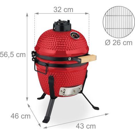 Griglia barbecue versatile cottura precisa 56,5 x 43 x 46 cm in ceramica rossa 130016747