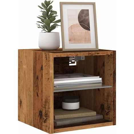 TV-Wandschränke mit LED-Leuchten 2 Stk. Altholz-Optik
