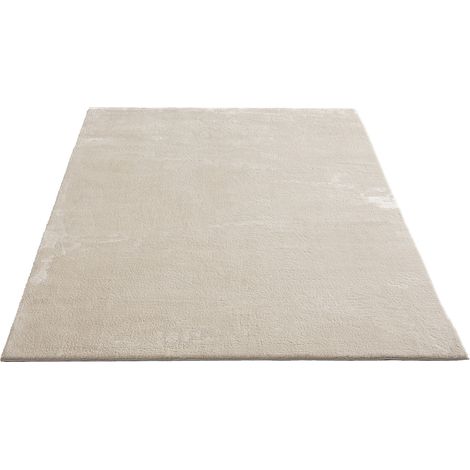 FLOORNOVO Hochflor Teppich Beige einfarbig - 200 x 140 cm - Besonders Weicher Teppich Wohnzimmer & Badezimmerteppich - Pflegeleicht - vielseitig einsetzbar im Innenbereich (1/2)