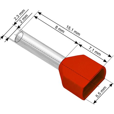 Manicotti di terminazione per cavi 2x1,0 mm, 100 pezzi