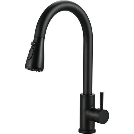 Robinet Cuisine Noir avec Douchette Extensible Mitigeur Cuisine Noir en Acier Inoxydable Robinet Douchette Cuisine de Rotatif à 360°,3 Modes (1/4)