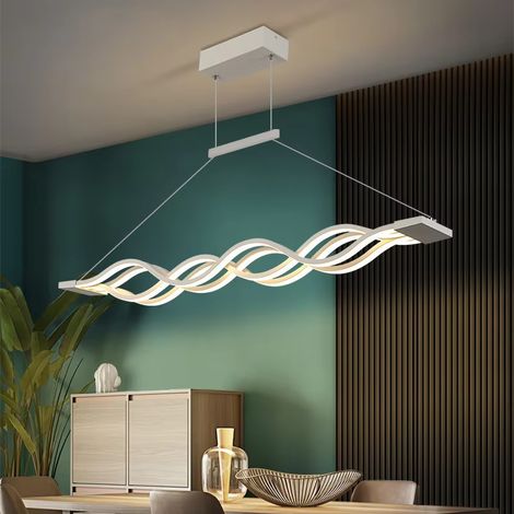 Suspension LED moderne BOMCLAP effet vague, 100 cm, 4 bandes LED, plafonnier décoratif, idéale pour la salle à manger et le salon, 80 W, 3500 K (1/5)