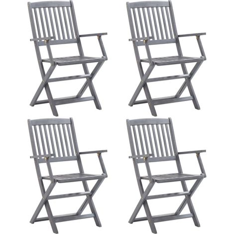 Chaise de jardin pliable acacia massif solide Ontim - Lot de 4 (1/4)