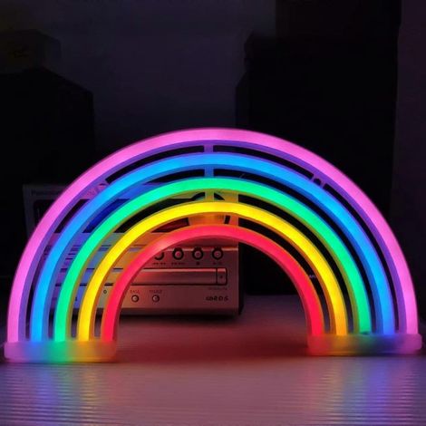Veilleuse LED arc-en-ciel en enseigne lumineuse néon, lampe murale de nuit, applique lumineuse LED néon, enseignes lumineuses néon, à piles ou (1/5)