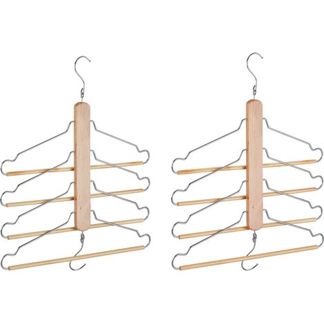 Set di 2 appendiabiti multipli flessibili per vestiti guardaroba 49 x 42,5 x 2,5 cm in legno di loto argento 130005674