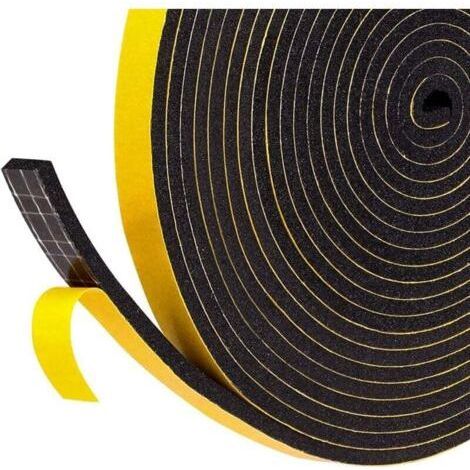 Ahlsen Self-Adhesive Weatherstrip for Patio Doors, 1 Roll 12mm x 6mm x 3m, Sound and Heat Insulation, Furniture Protection for Air Conditioners - Black Foam (1/4)