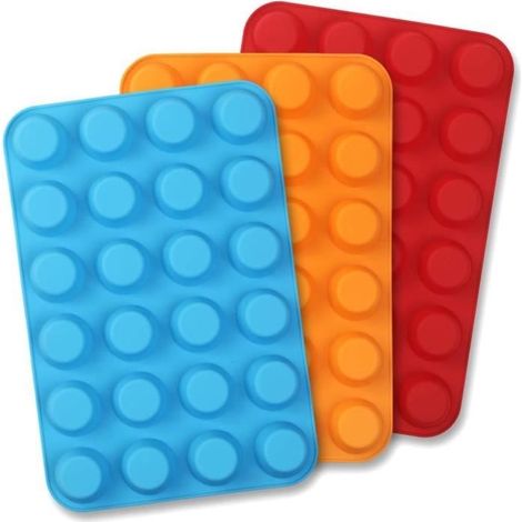 Lot de 3 moules à muffins en silicone de qualité alimentaire pour 24 muffins (1/4)