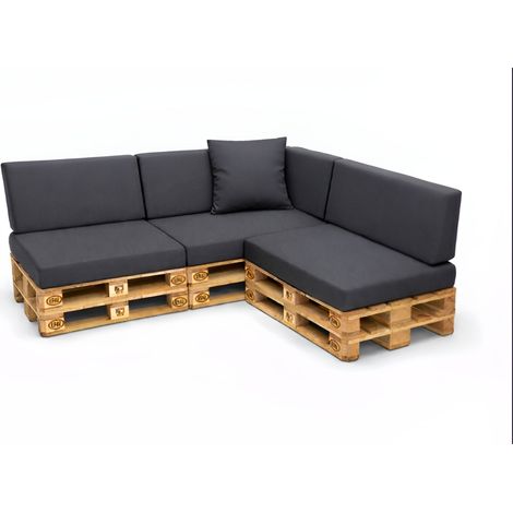 Set 8 coussins palette assises 120x80 dossiers + 120x40 kit coussins canapé de jardin Anthracite coussins pour mobilier de jardin (1/5)