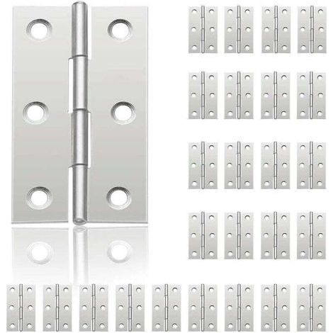 24 petites charnières pour portes, charnière en acier inoxydable, charnières de porte de bricolage pour porte de placard, charnière de piano, boîtes à bijoux, meubles de maison, armoire (44 mm 32 (1/5)