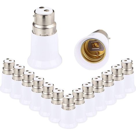 15 Pièces Adaptateur de Douille B22 vers E27, Convertisseur de Base de Lampe, Adaptateur Douille Ampoule pour Ampoules LED et Ampoules à Incandescence - RWAdaptateur de culot d'ampoule