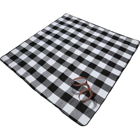 SWANEW Tappeto da picnic Coperta da campeggio Tovaglia da picnic Impermeabile maniglia isolante 200x200cm tappeto nero Copertura spiaggia (1/5)