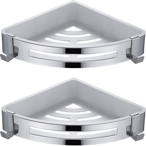 Triangle,2 Pièces Etagère De Douche D'Angle, Serviteur De Douche Sans Percage, Antirouille Pour Panier Rangement Douche Accessoire Salle De Bain Porte Savon Shampooing (1/4)