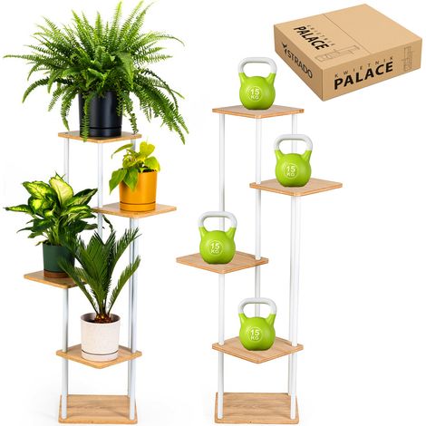 PALACE Blumenständer aus Metall - weißer Ständer für 5 Blumentöpfe