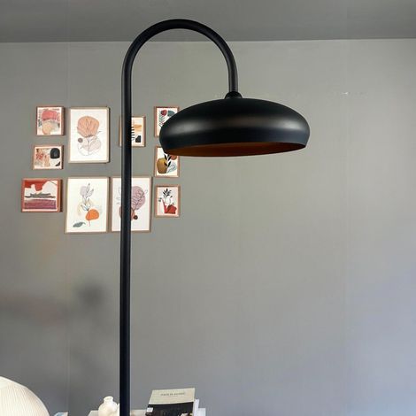 Lampadaire Bralo Métal Moderne E27 Largeur 37 cm Abat-jour Réglable Tablette Variateur (1/4)