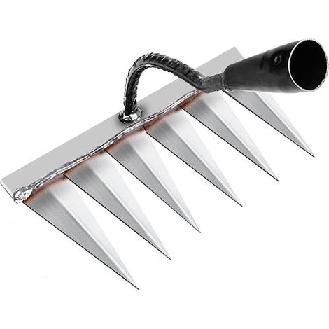 Rateau Jardin, Outillage de Jardin, Rateau de Désherbage Outils Jardinage, Rateau Gazon Scarificateur Manuel 6 Dents en Acier, Houe Jardinage, pour Désherbage/Ameublissement du Sol/Semis (sans Bâton) (1/4)